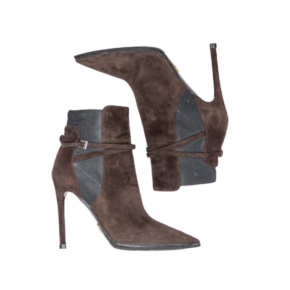 Prada Women’s Brown Suede Stiletto Ankle Boots – Size EU 37 (US 6.5 – 7) - Picture 6 of 10